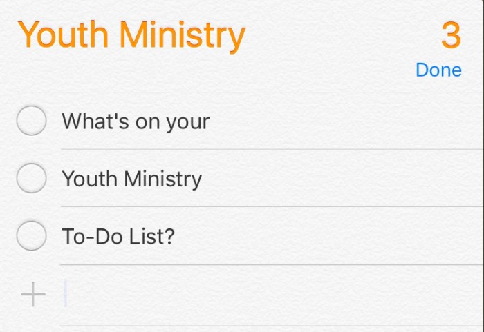 Youth Ministry To-Do List